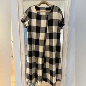 Buffalo check maxi A-line dress.